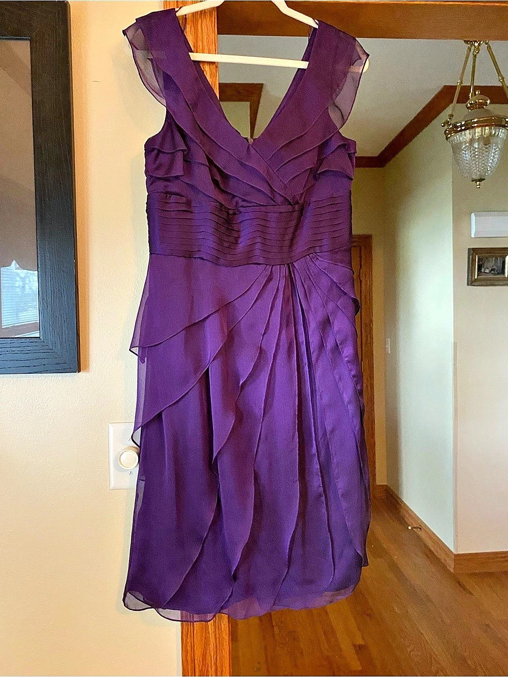 Adrianna Papell Occasions Ruffle Dress in Purple Size 10.
